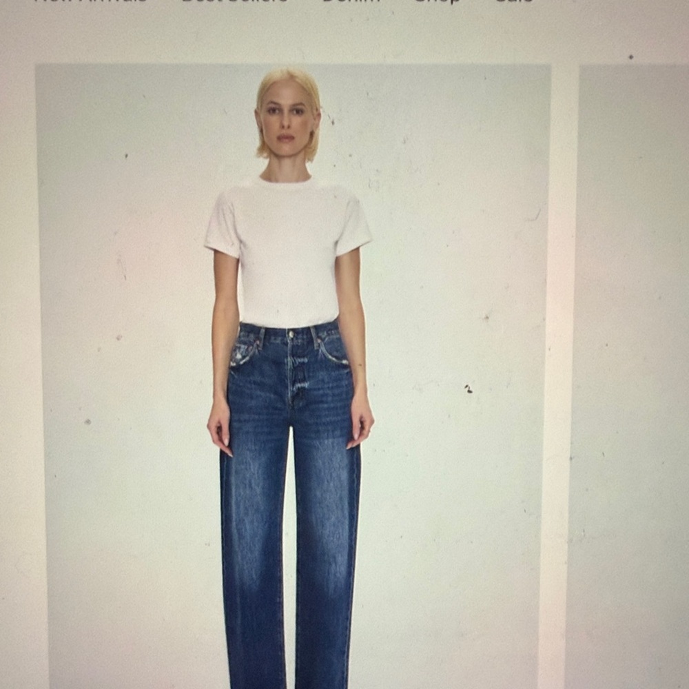 pistola straight leg High-Rise Jeans in Dark Blue Denim